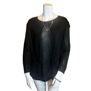 Marina Spadafora Italy Sheer Layered Knit Top, Black, US 10 (IT 44)